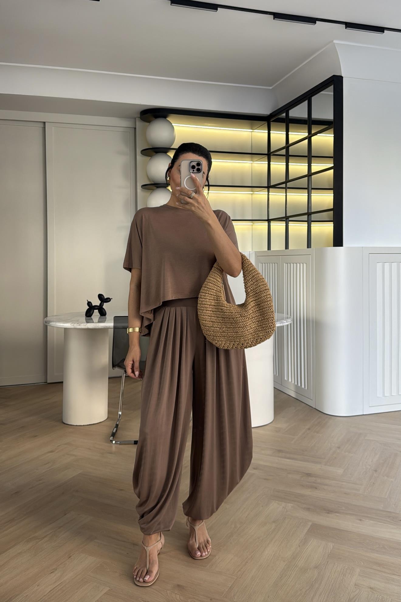 MODAL KUMAŞ ŞALVAR MODEL KAHVE TAKIM