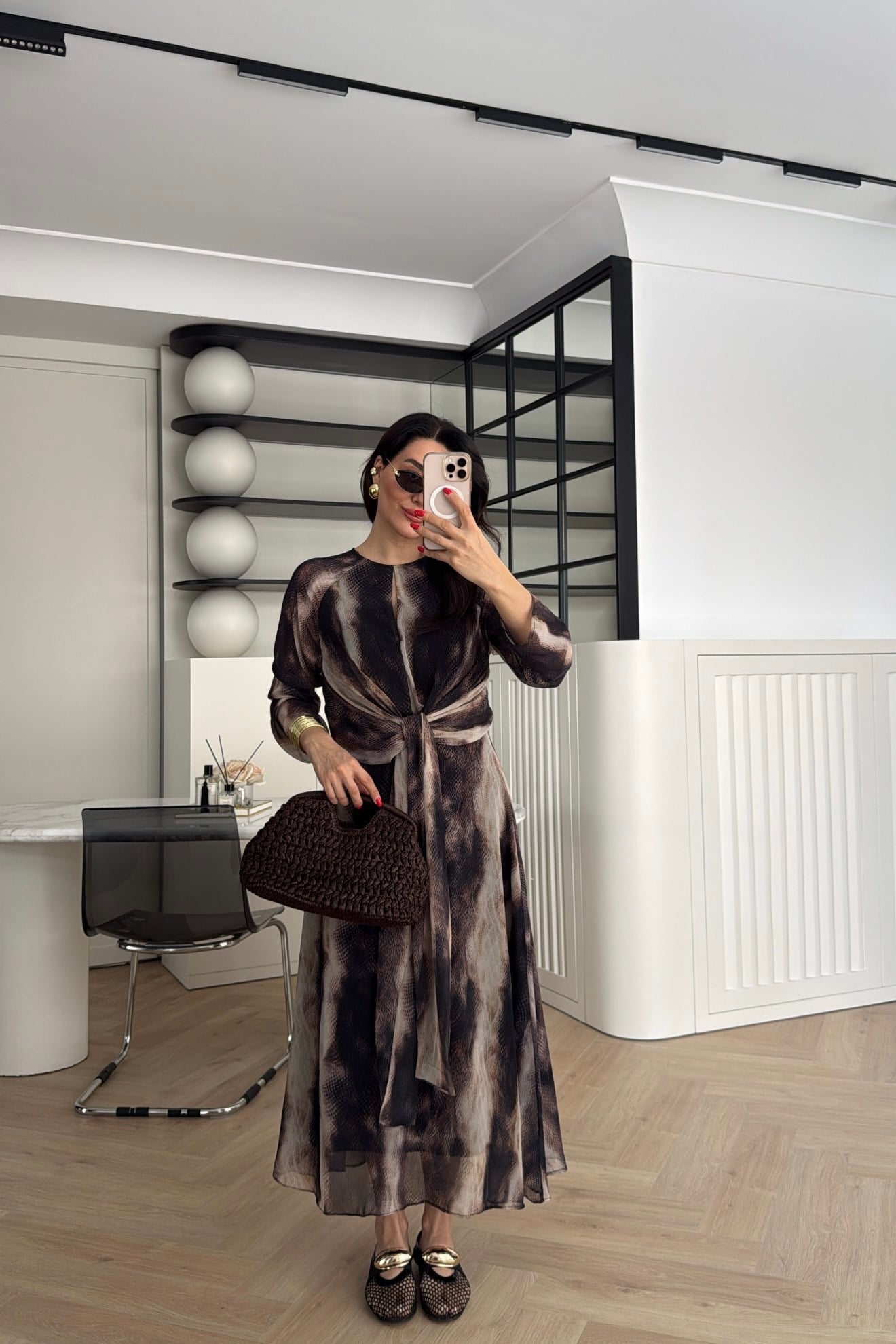 MONİCA BAĞLAMALI ELBİSE KAHVE