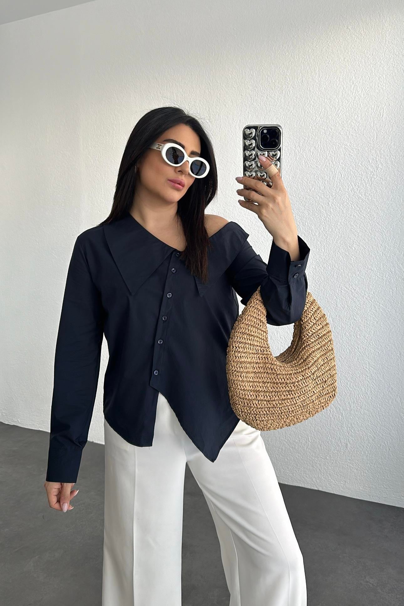 Omuz Dekolteli Poplin Gömlek Laci