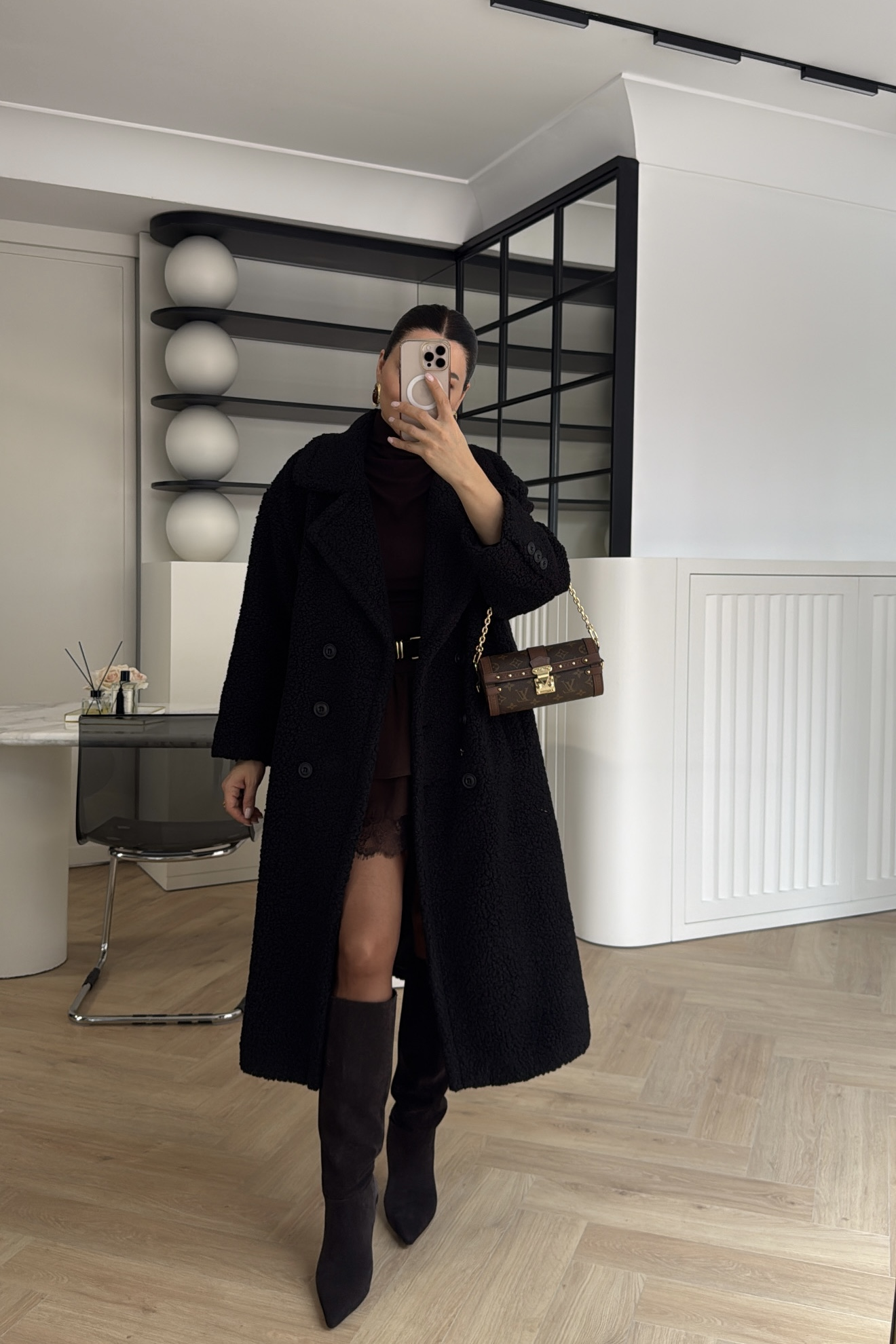 OVERSİZE TEDDY PELUŞ KABAN SİYAH