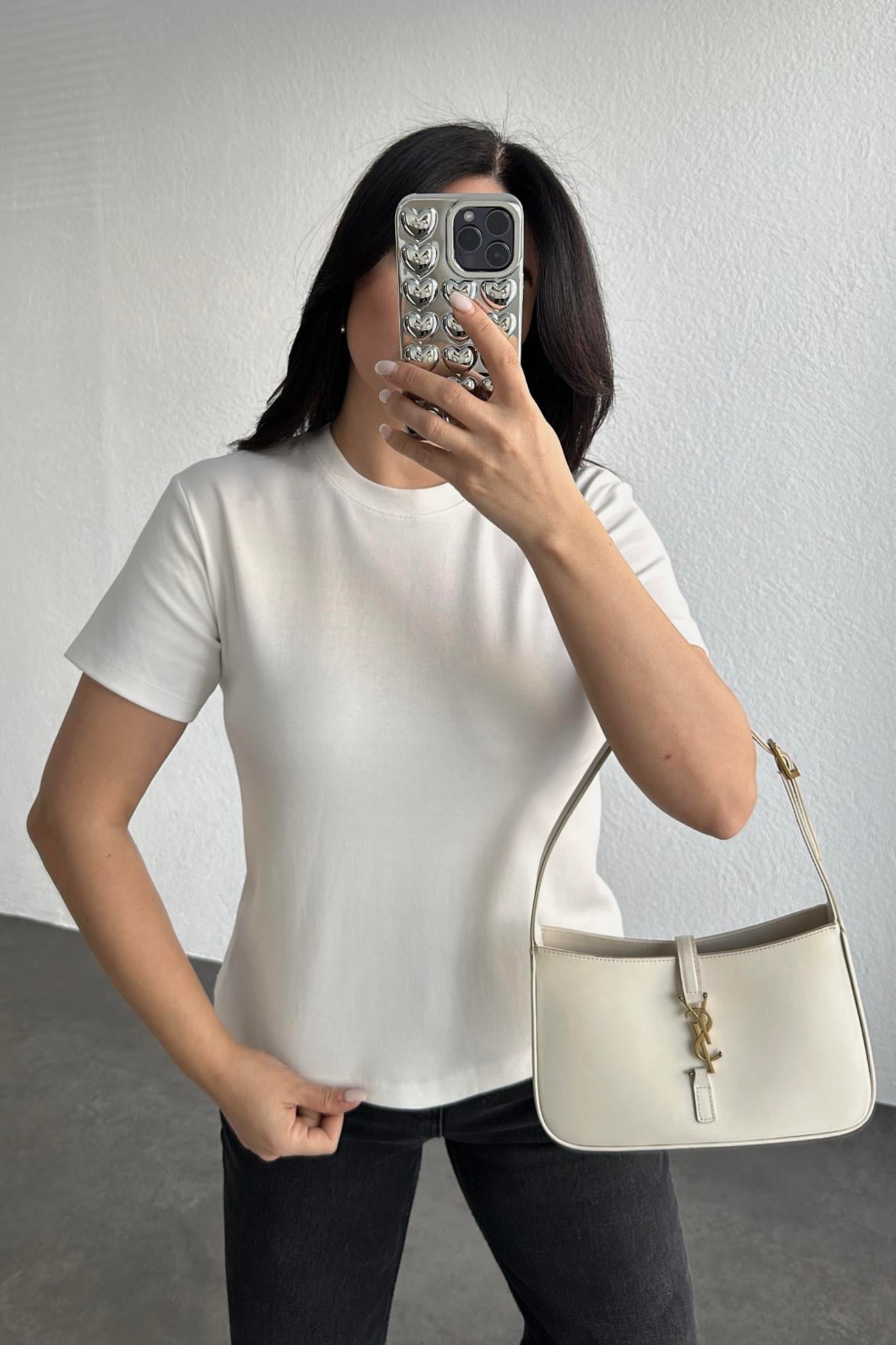 Özel Üretim Dekoratif Yaka Ekru Tişört 