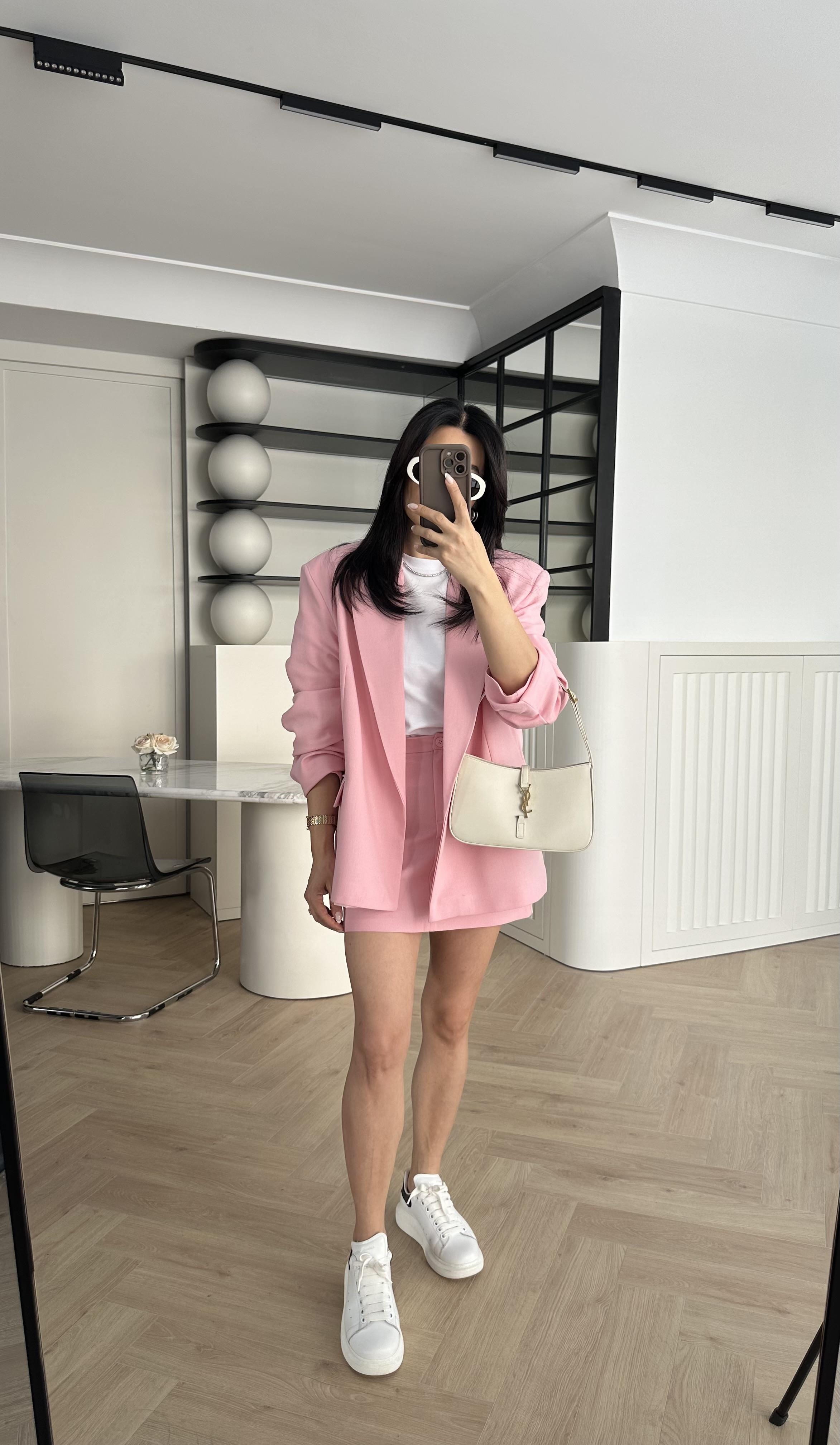 Pembe Oversize Ceket Şort Etek Takkm