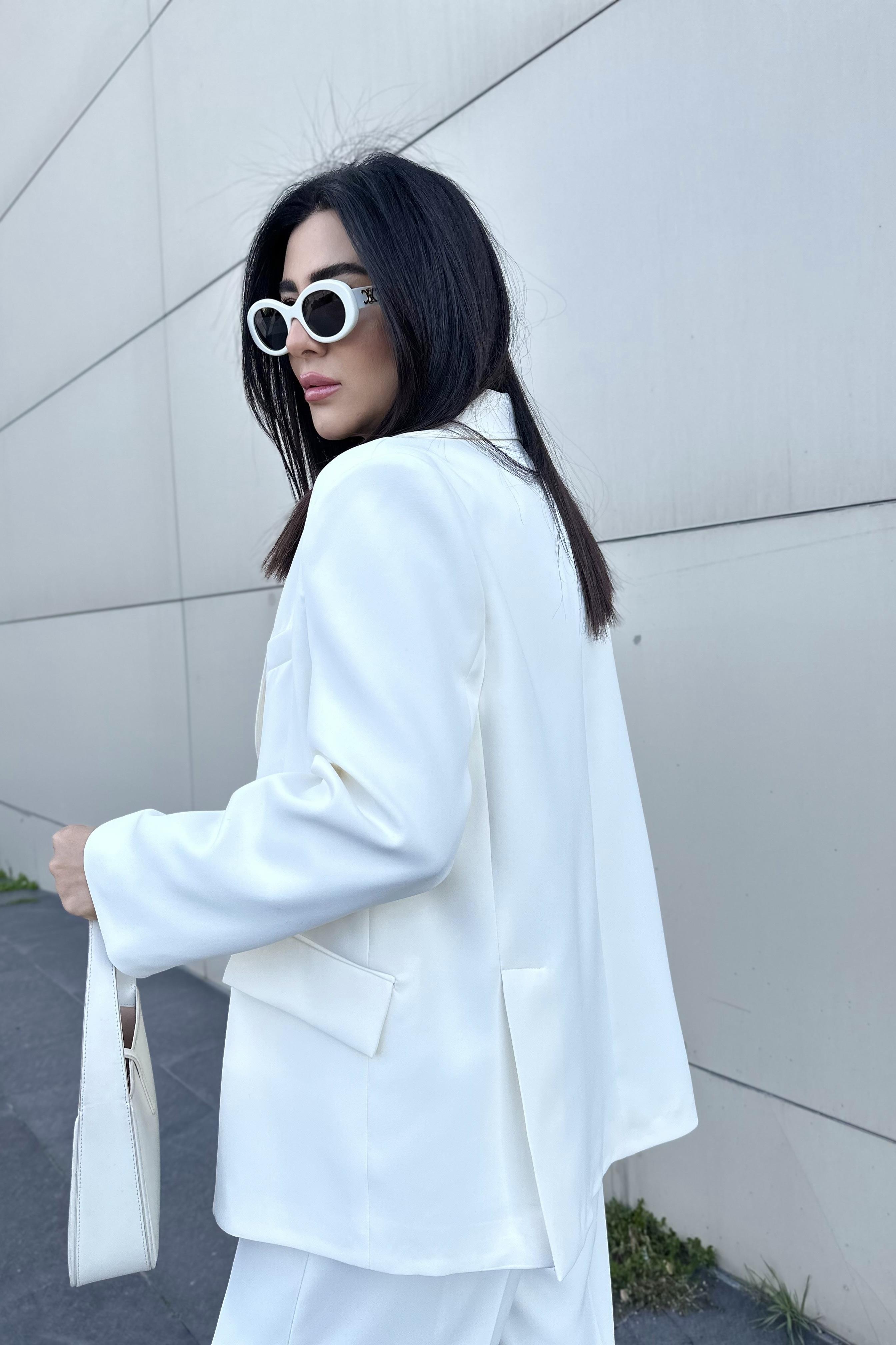 Premium Gold Düğmeli Ekru Ceket Pantolon Takım