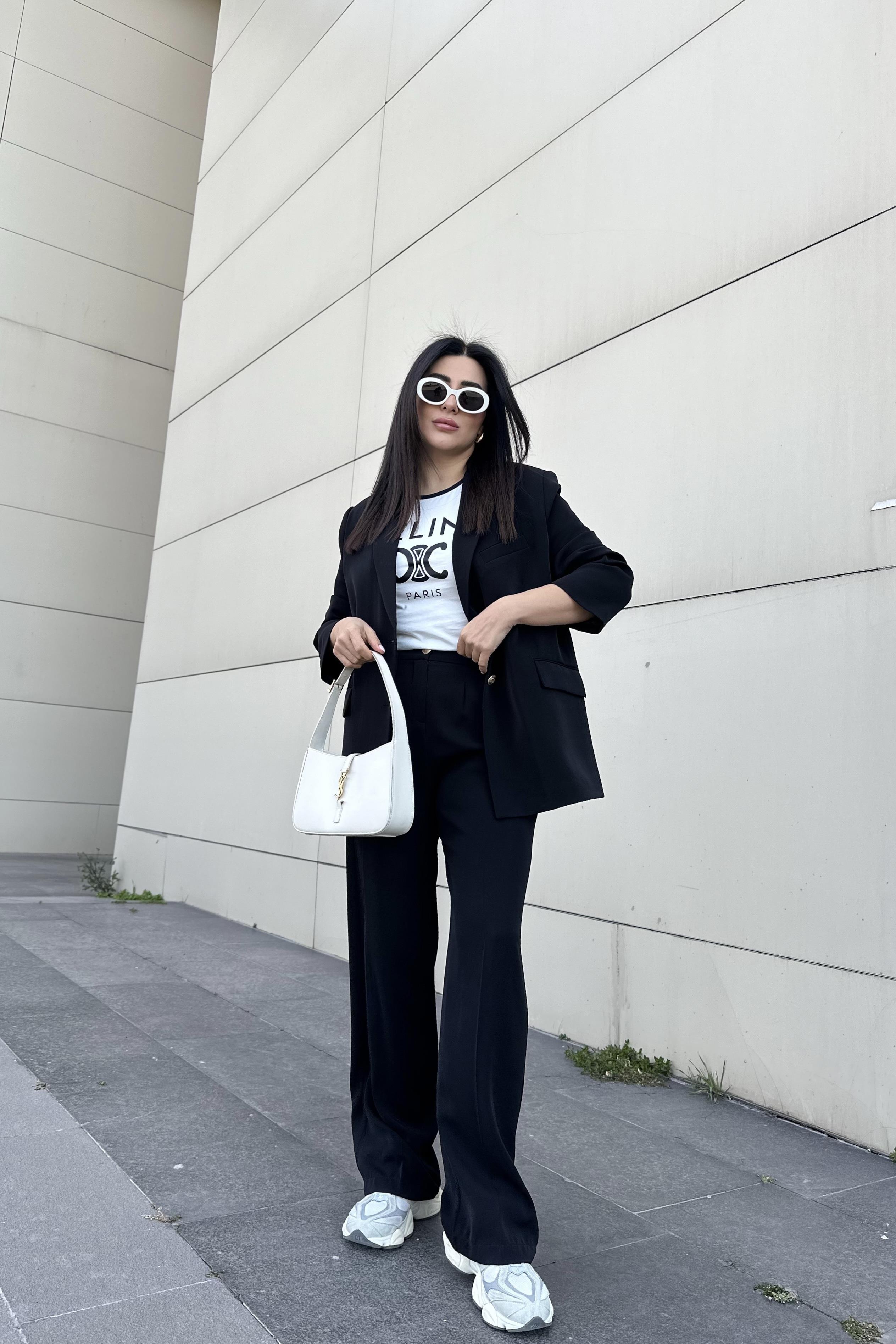 Premium Gold Düğmeli Siyah Ceket Pantolon Takım 