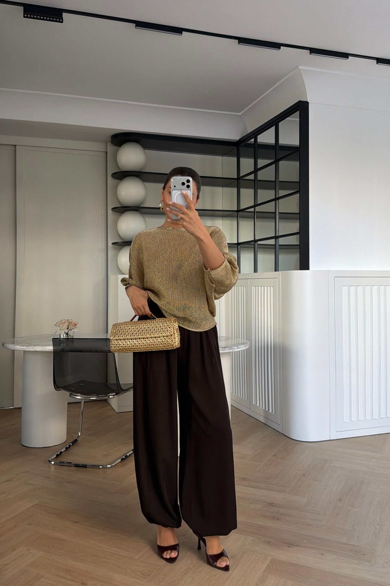 ŞALVAR MODEL PAÇASI LASTİKLİ PANTOLON KAHVE 