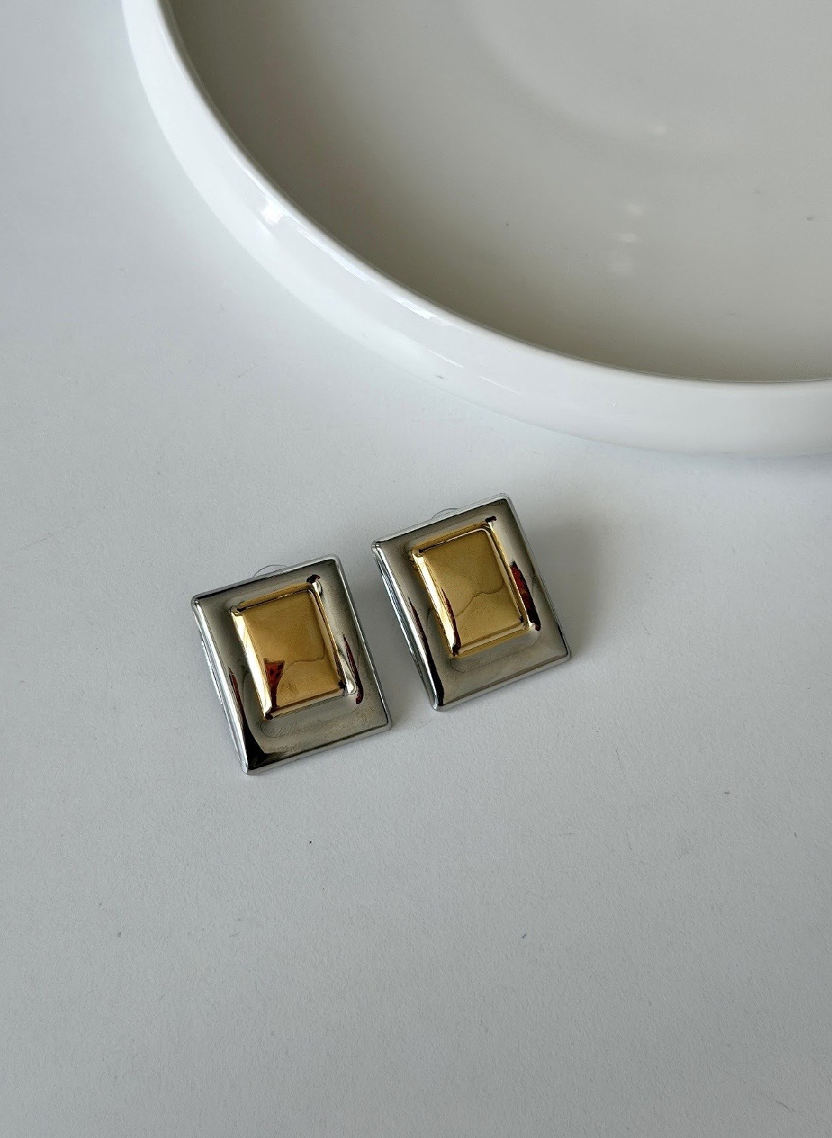 SİLVER GOLD TASARIM KARE KÜPE