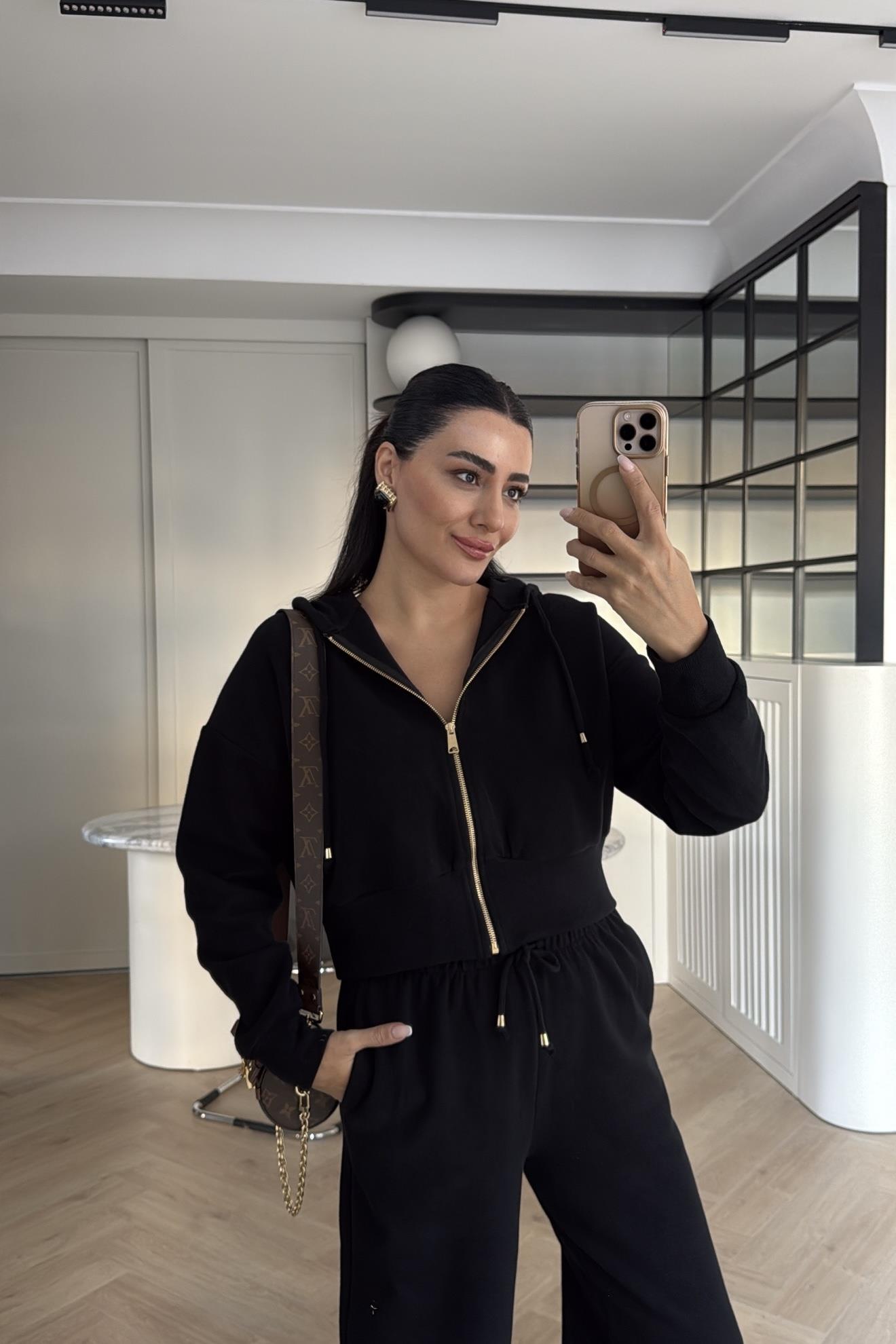 SİYAH ÇELİK TRİKO SWEAT PANTOLON TAKIM