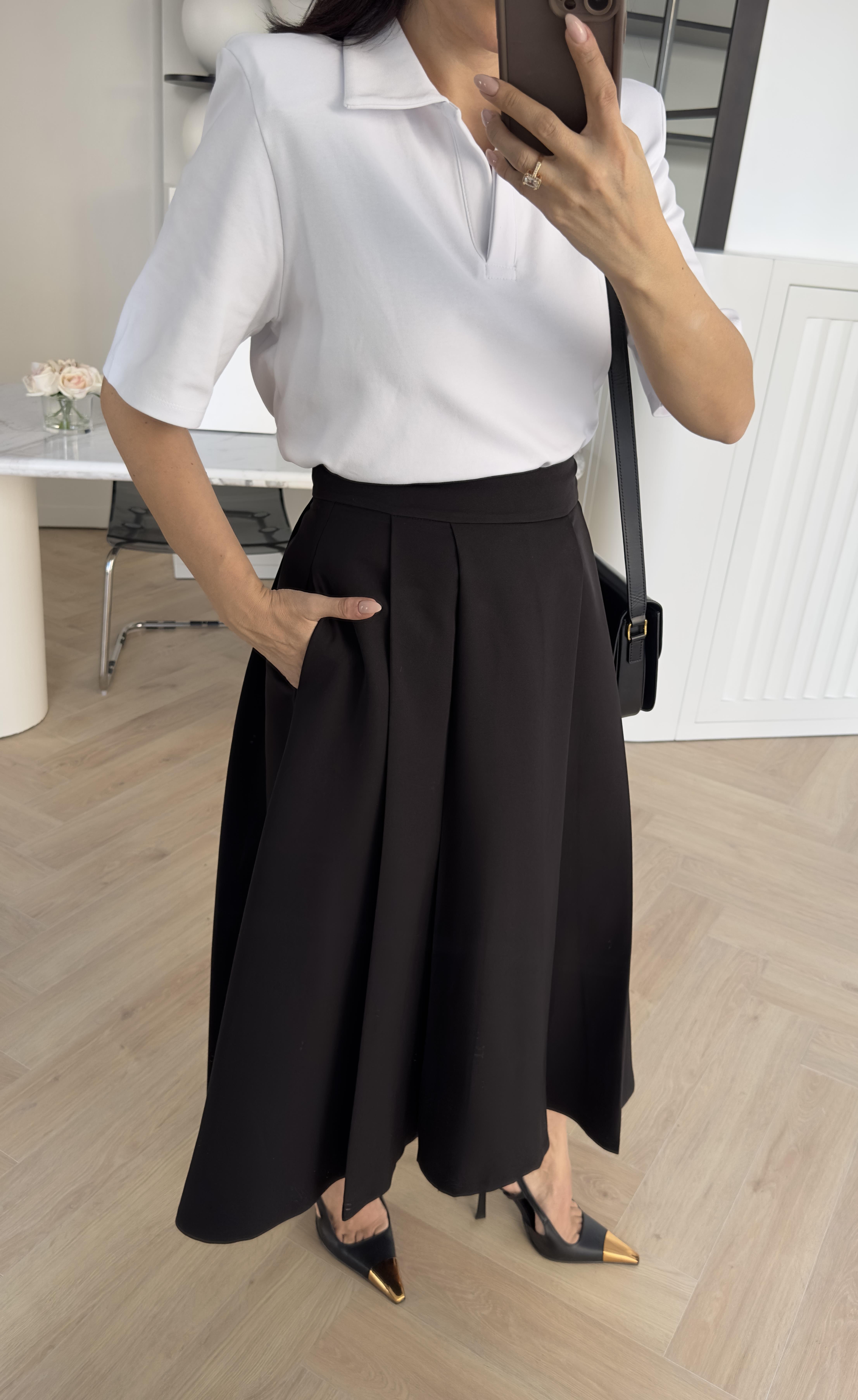 Siyah Pileli Çan Model Cepli Balon Etek 