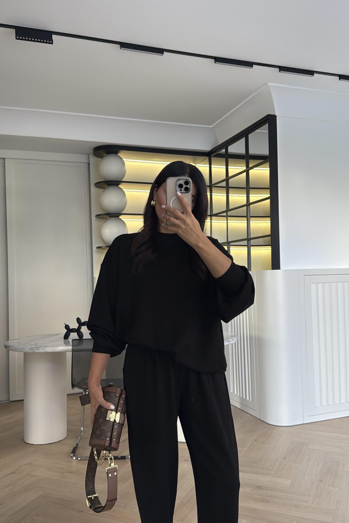 SİYAH ŞALVAR MODEL SWEATSHIRT TAKIM