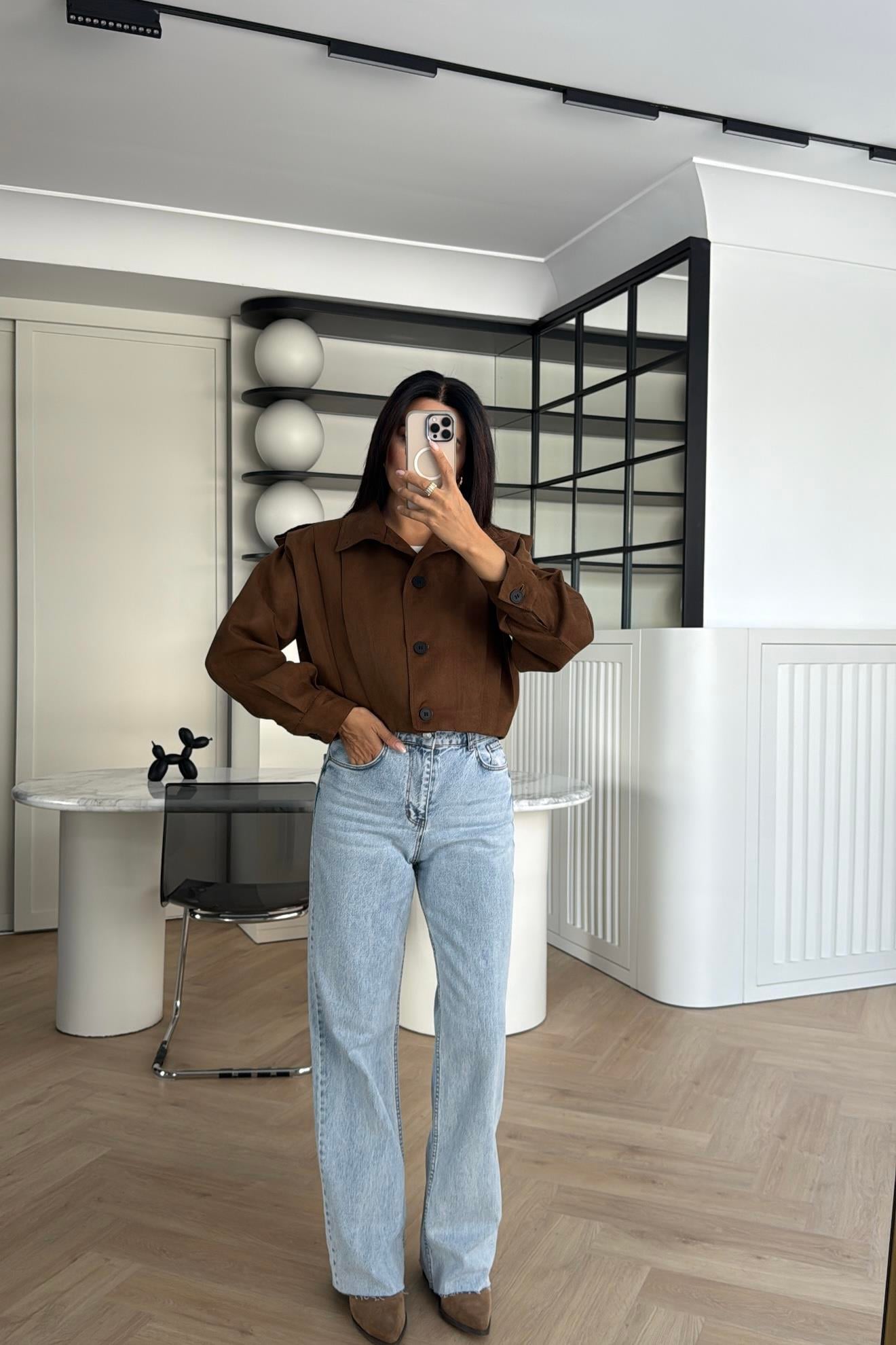 TARÇIN DÜĞMELİ SÜET KISA CEKET