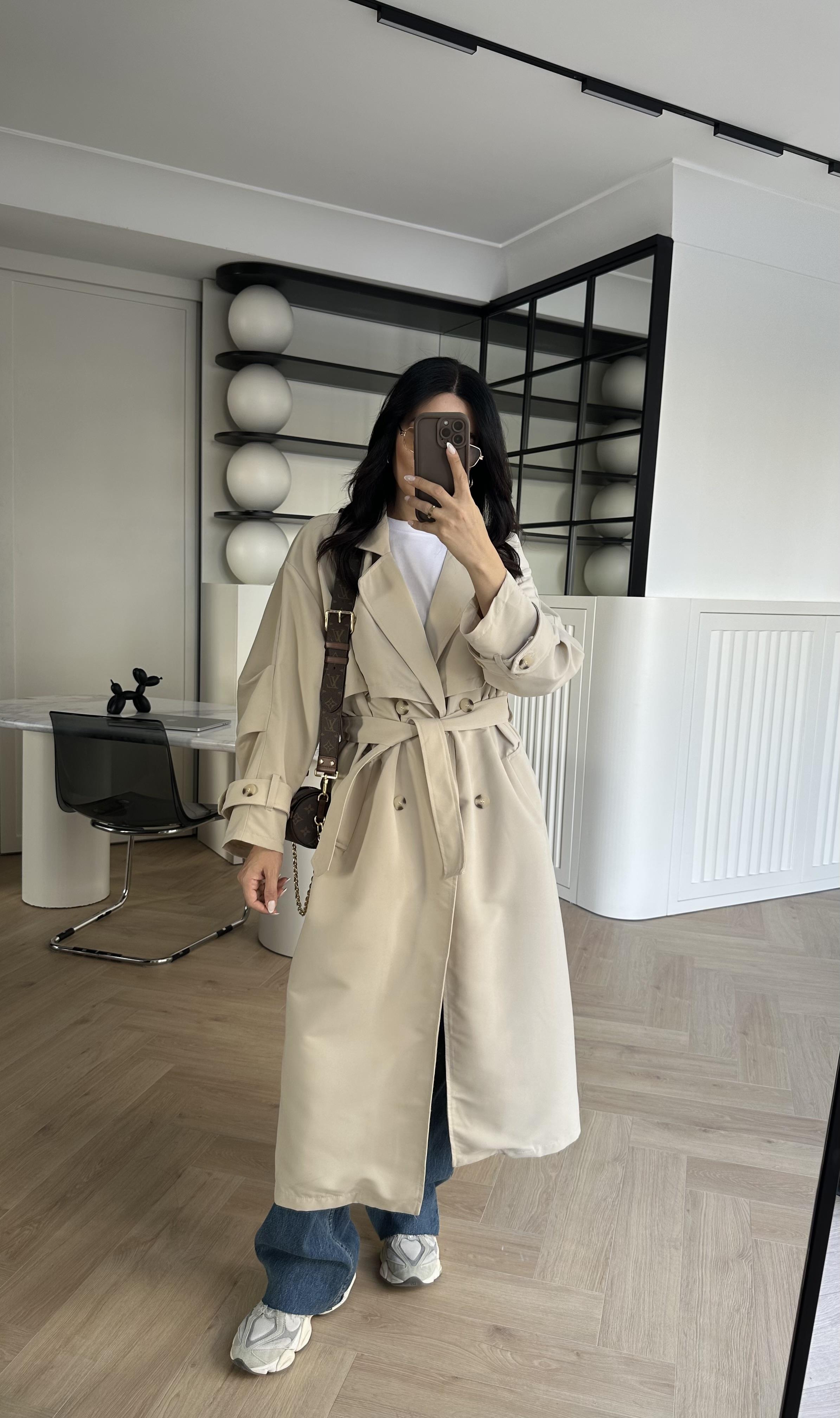 Taş Astarsız Kemerli Rahat Kalıp Trençkot