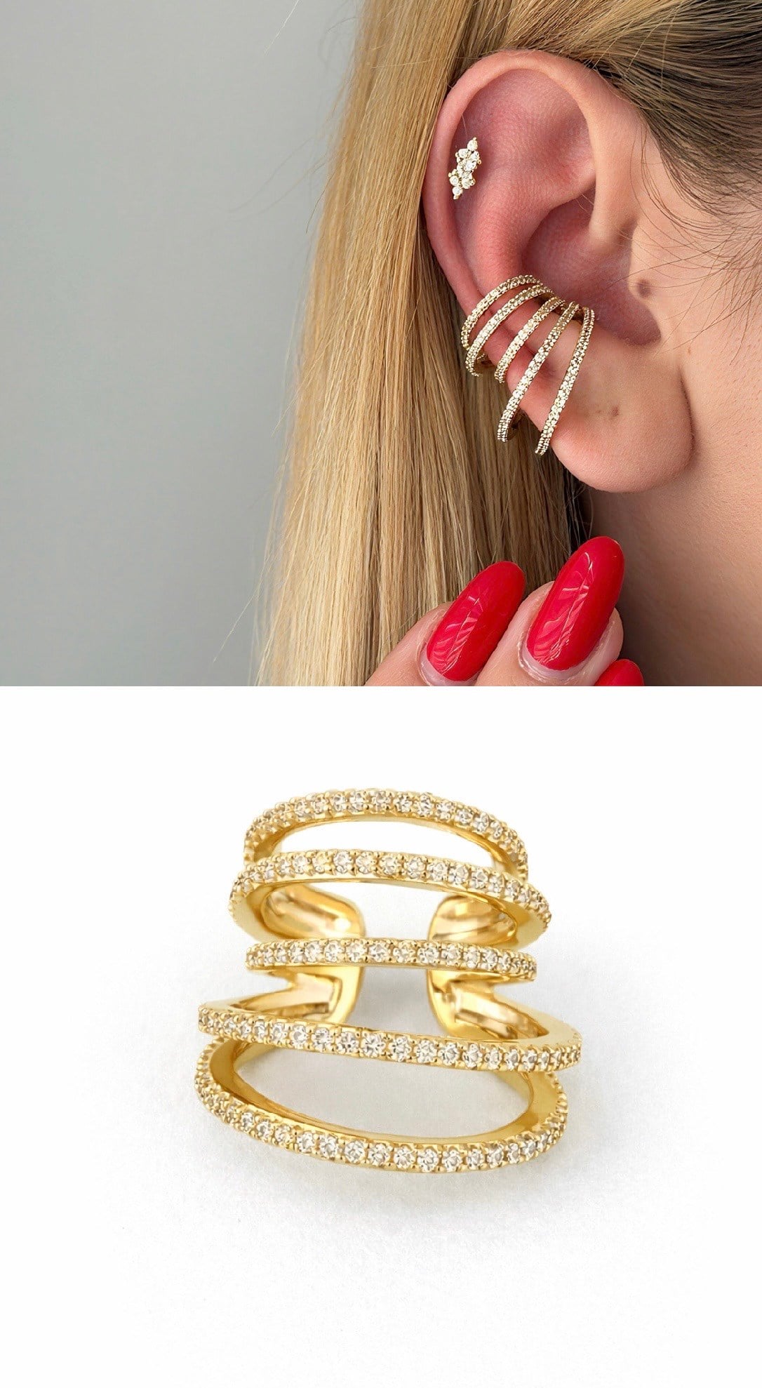 TAŞLI GOLD ARCUFF KÜPE 