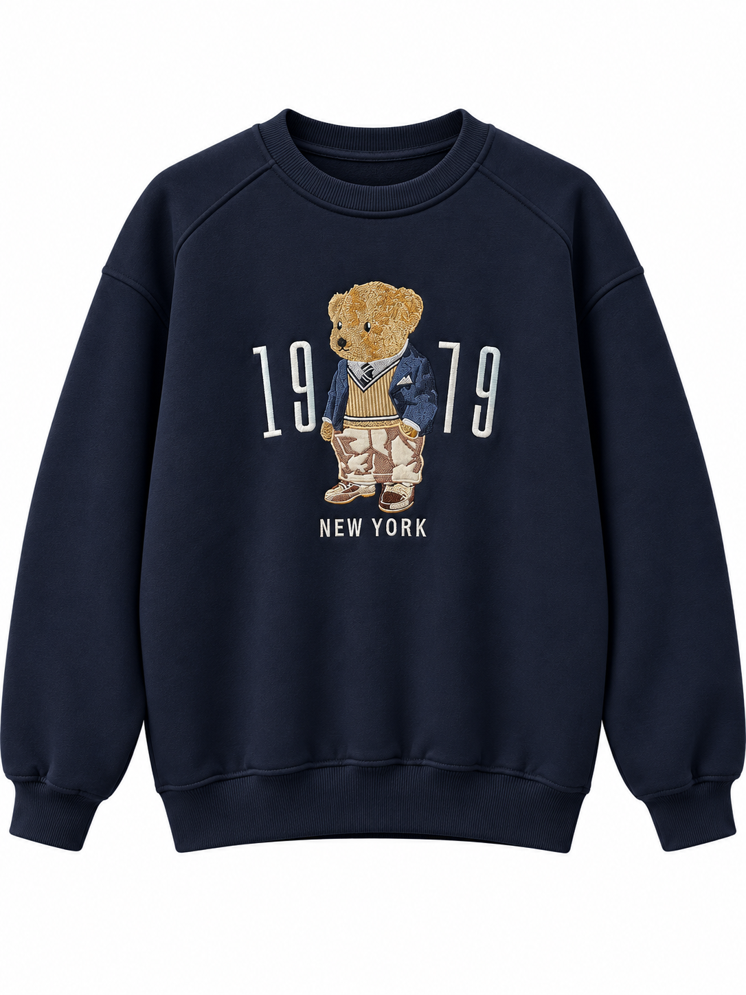 Teddy Nakışlı Sweatshirt Lacivert 