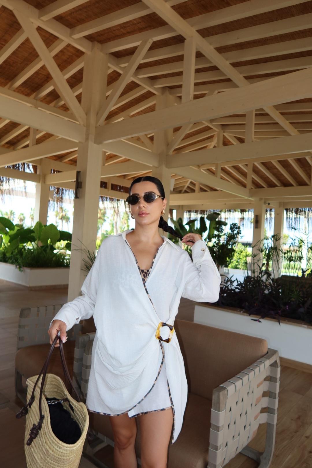 TOKALI LEOPAR DETAYLI GÖMLEK ELBİSE