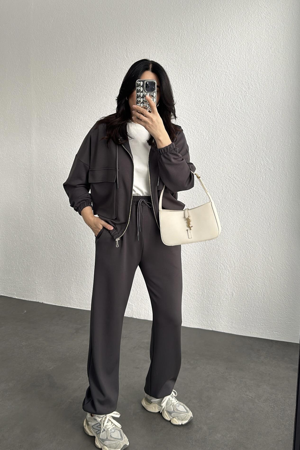 Torba Cepli Modal Kumaş Takım Antrasit