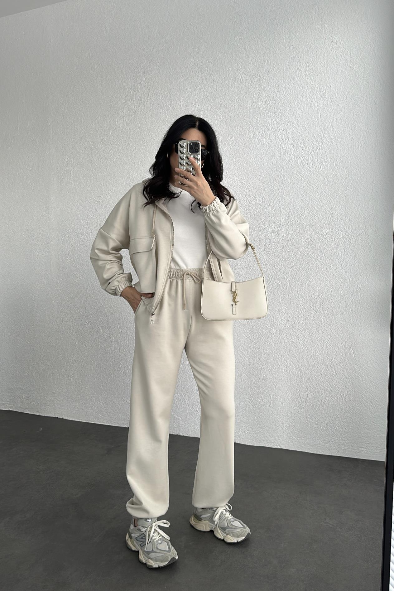 Torba Cepli Modal Kumaş Takım Ekru