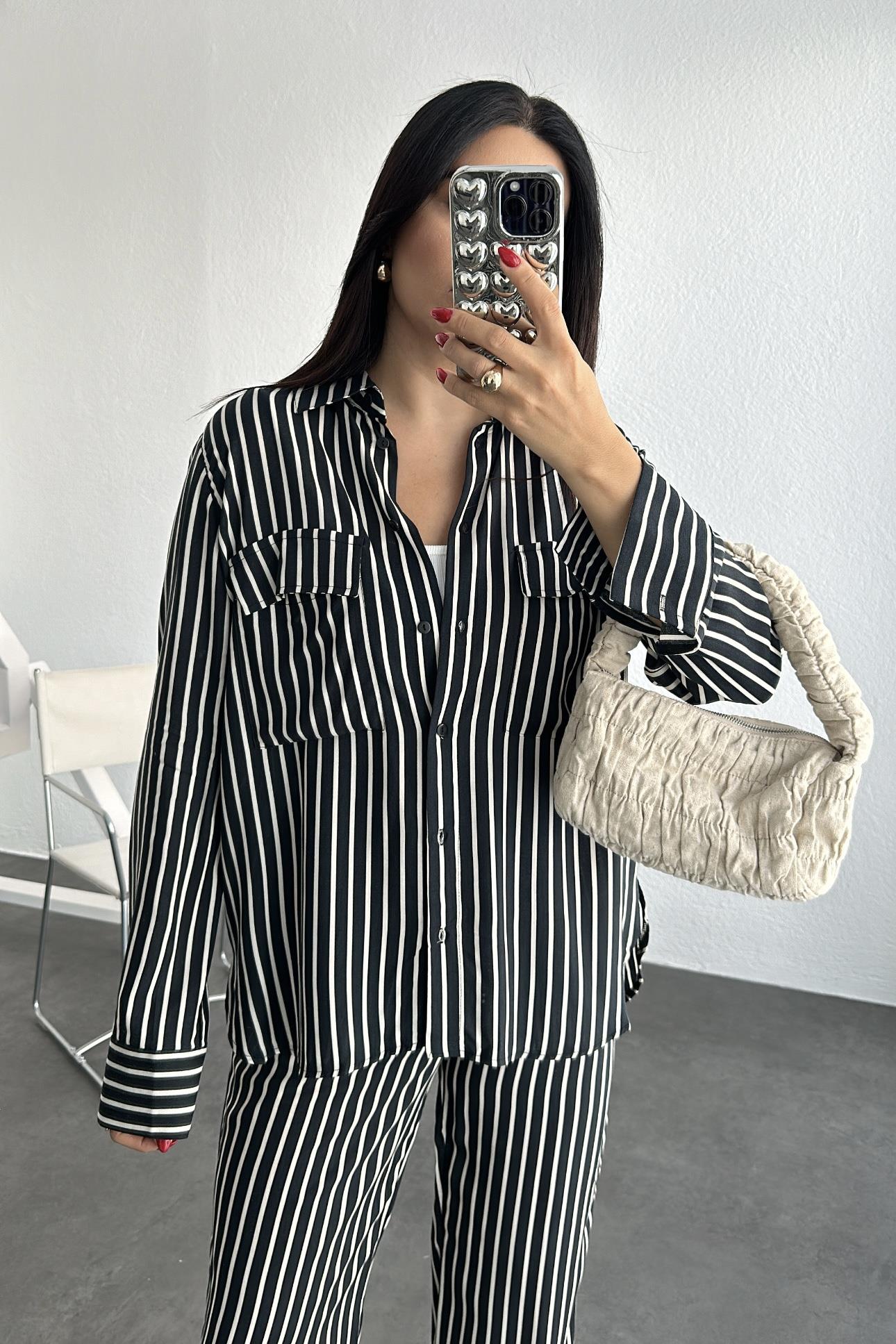 Viskon Kumaş Çizgili Takım