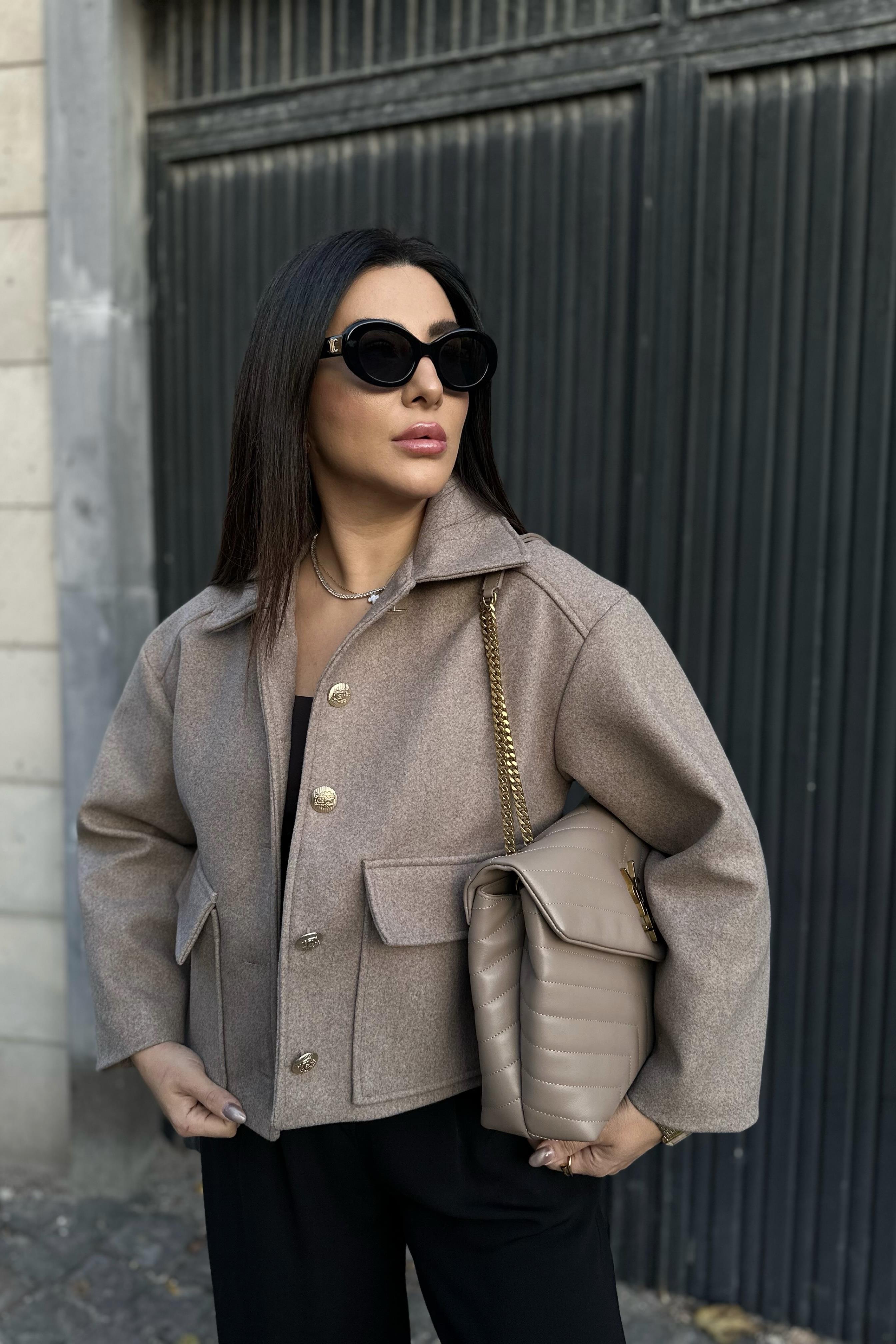 Vizon Renk Astarlı Kaşe Ceket