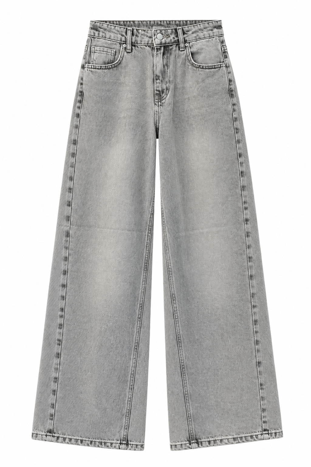 Yüksek Bel Wide Leg Kot Pantolon Gri 
