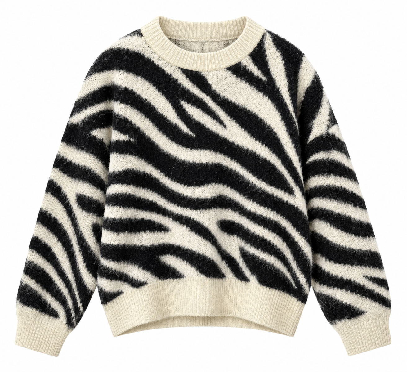 Yumuşak Dokulu Zebra Desen Kazak 