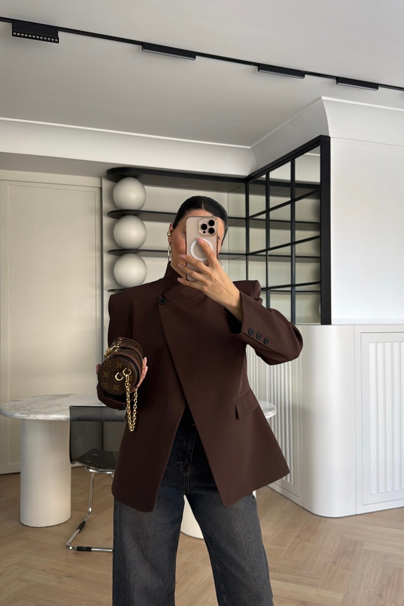 ZR MODEL DİK YAKA BLAZER CEKET KAHVE 