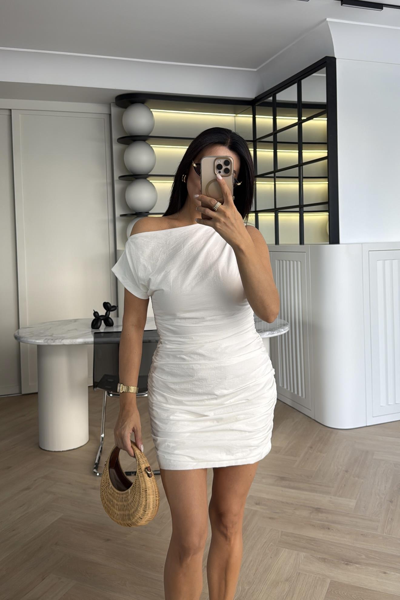 ZR MODEL DÜŞÜK OMUZ ELBİSE EKRU 