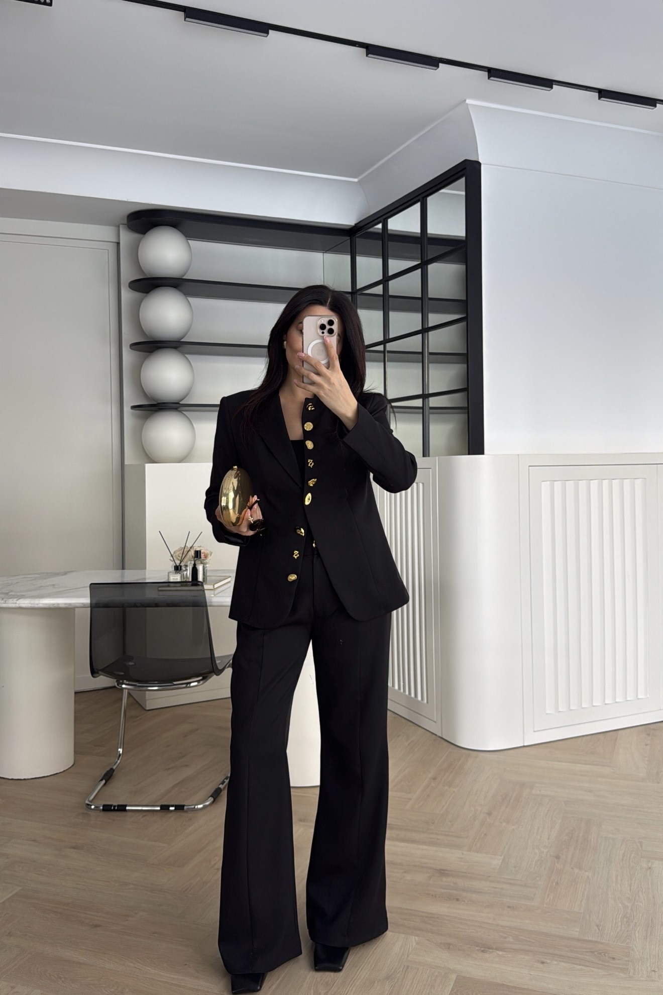 ZR MODEL KRUVAZE KESİM DÜĞME DETAYLI TAKIM SİYAH