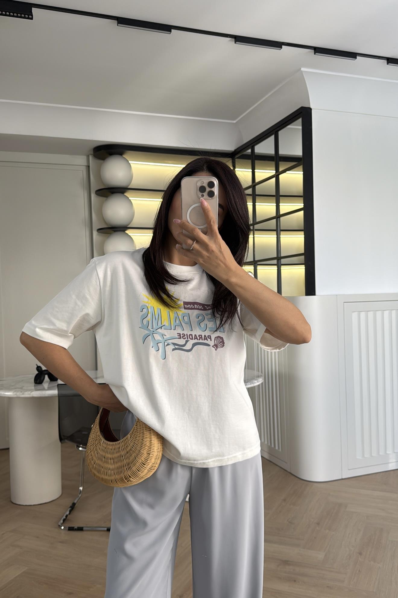ZR TOK KUMAŞ LES PALMS SLOGANLI TİŞÖRT 