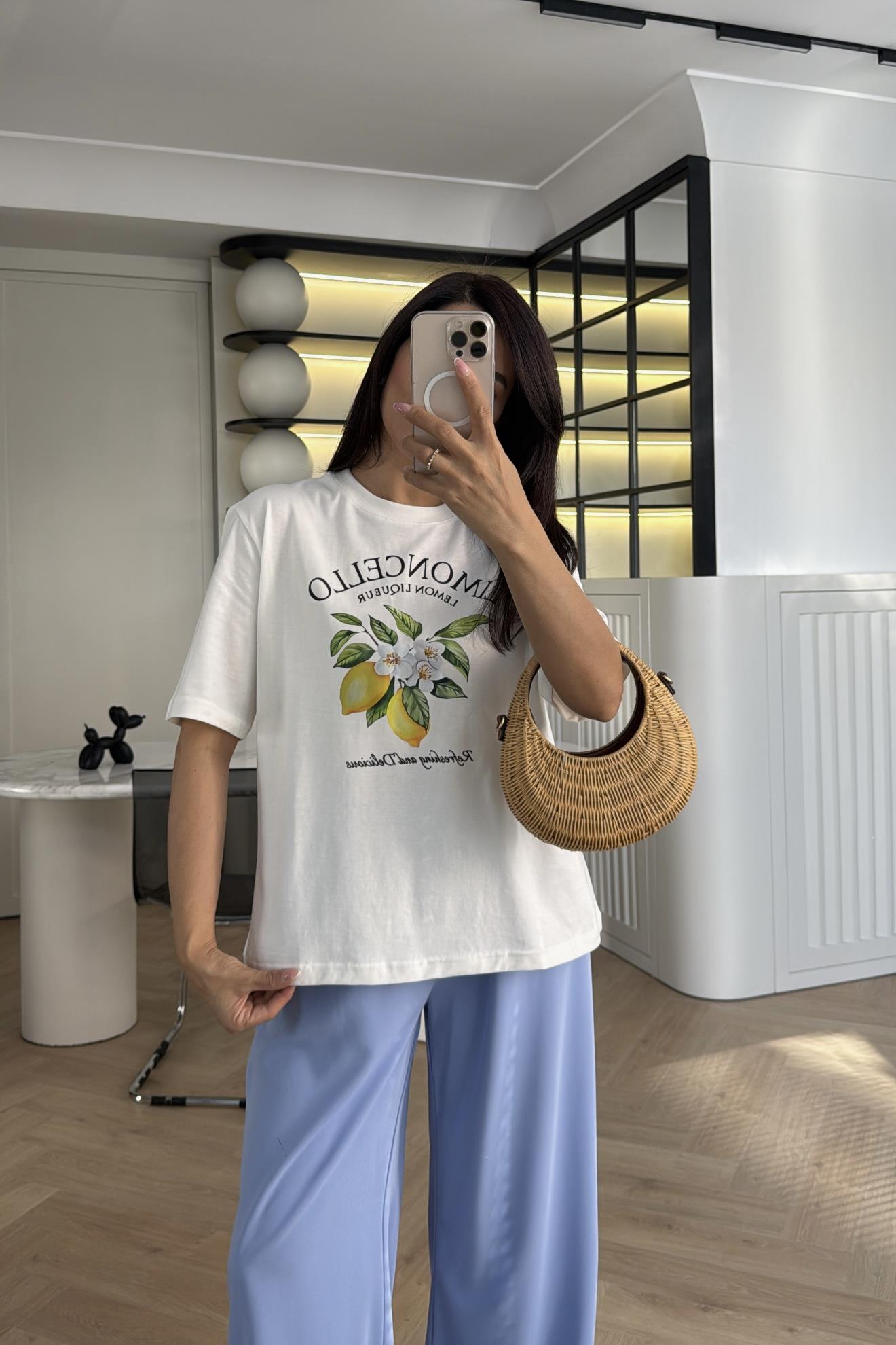 ZR TOK KUMAŞ LİMONCELLO SLOGANLI TİŞÖRT 