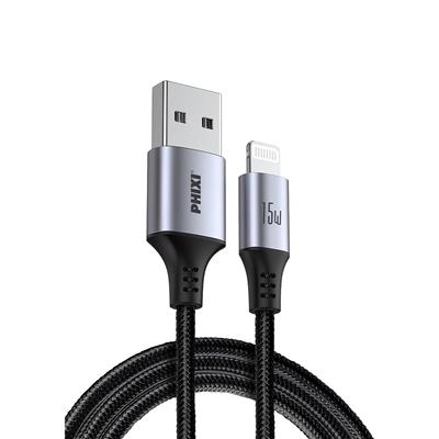Force Serisi CB471L USB-A to Lightning Hasır Siyah Kablo – 1 Metre, 15W Metal Uçlu 
