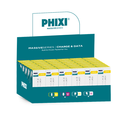 PHIXI Massive Serisi CB408L - 27W Type-C to Lightning Hızlı Şarj Kablosu 30lu Paket – PD 5.0 iPhone Şarj Kablosu