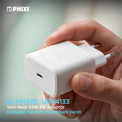 PHIXI 33W PD Type-C Hızlı Şarj Adaptörü – UPD4133 Kompakt USB-C Şarj Cihazı