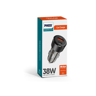 PHIXI 38W PD Araç Şarj Cihazı USB-C + USB-A Hızlı Araç Şarj Adaptörü