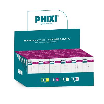 PHIXI Massive Serisi CB408T - 60W Type-C to Type-C Hızlı Şarj Kablosu 30lu Paket – PD 5.0 USB-C Şarj Kablosu