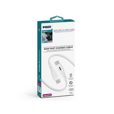 PHIXI 60W Type-C to Type-C Hızlı Şarj Kablosu – PD Destekli Silikon Kablo