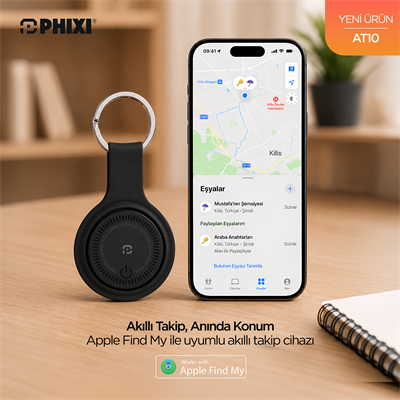 PHIXI AT10 Akıllı Eşya Bulucu Takip Etiketi – iOS Bul Uyumlu, Suya Dayanıklı