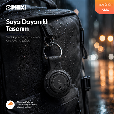 PHIXI AT20 Akıllı Eşya Bulucu Takip Etiketi – Uygulama Kontrollü Anahtarlık Tipi