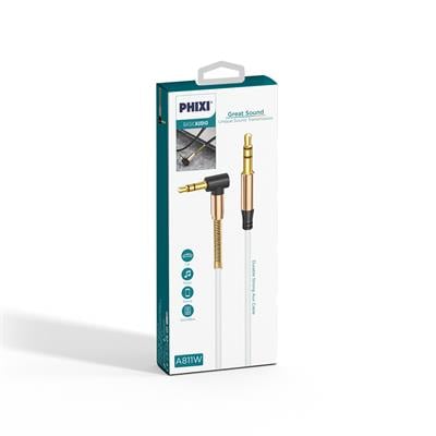 Phixi Basic A811 L Kesim Metal Başlıklı ve Yaylı 3.5mm Aux Kablo