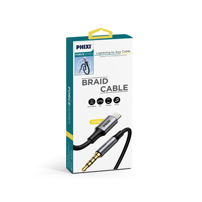 Phixi Basic CA112 Metal Başlıklı 100cm Lightning to Silikon Aux Kablo