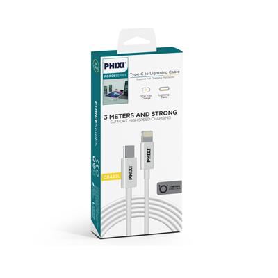 PHIXI CB423L Type-C to Lightning Şarj ve Data Kablosu 27W 3m iPhone