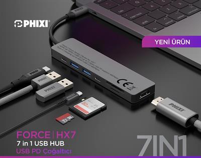 PHİXİ Force 7 in 1 USB C to HDMI VGA Ethernet Hub Çoklayıcı Hub