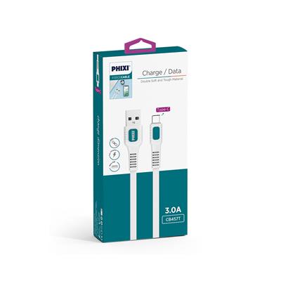 Phixi Force CB457T Yassı ve Güçlendirilmiş Type-C USB Şarj ve Data Kablo