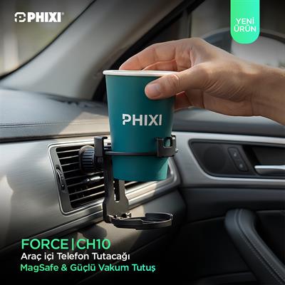 PHIXI Force CH10 Araç İçi Telefon ve Bardak Tutacağı – Klima Izgarası Çok Amaçlı Tutucu