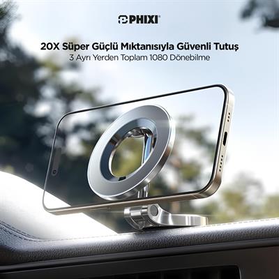 Phixi Force CH20 1080 Ayarlanabilen Yapışkanlı Manyetik Magsafe Araç Tutucu - Telefon Tutucu