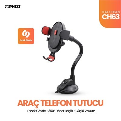 Phixi Force CH63 360° Esnek Araç Tutucu