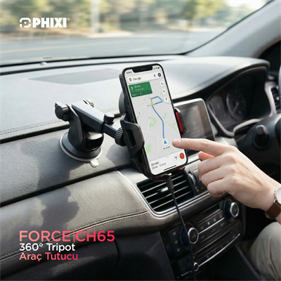Phixi Force CH65 Kavramalı 360° Tripot Araç Tutucu
