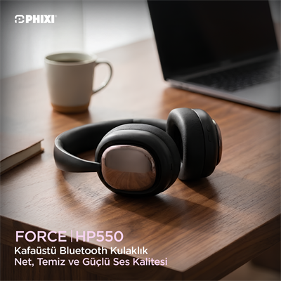 PHIXI Force HP550 Kablosuz Bluetooth Kulaklık – Bluetooth 5.3, Gürültü Azaltan Kafaüstü Tasarım