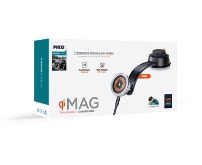 Phixi Force M18 15W Hızlı Şarj Kablosuz Araç Şarj Cihazı Tutucu, Manyetik Katlanabilir Telefon Tutucu
