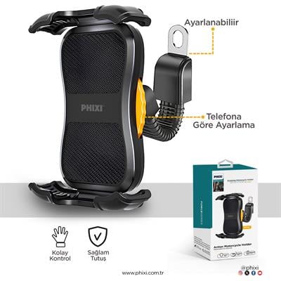 Phixi Force MT10  Dikiz Ayna Baglantili Otomatik Motosiklet ve Bisiklet Telefon Tutucu