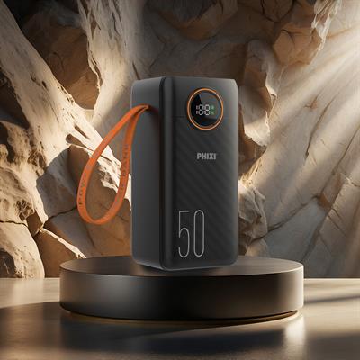 Phixi Force P52 50000mAh 22.5W Hızlı Şarj Cihazı - Dahili Kablolu  - Fast Powerbank  - Dijital Ekran - Taşınabilir Şarj Cihazı